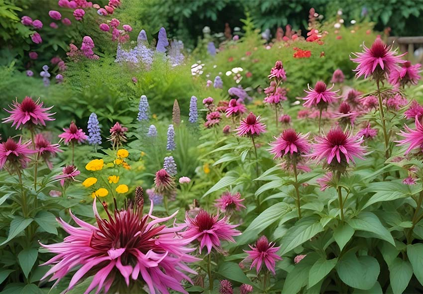 Monarda en el diseño de jardines