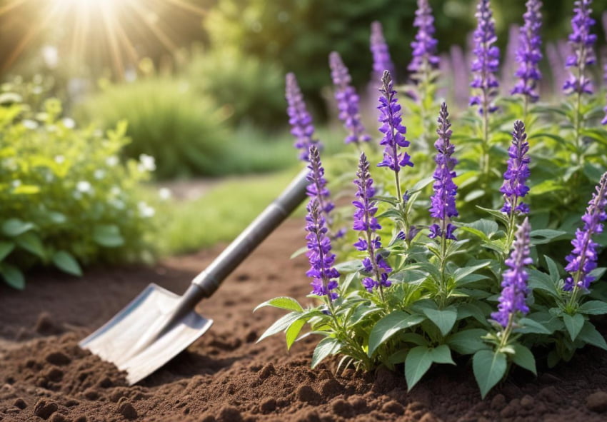 Plantering av Salvia