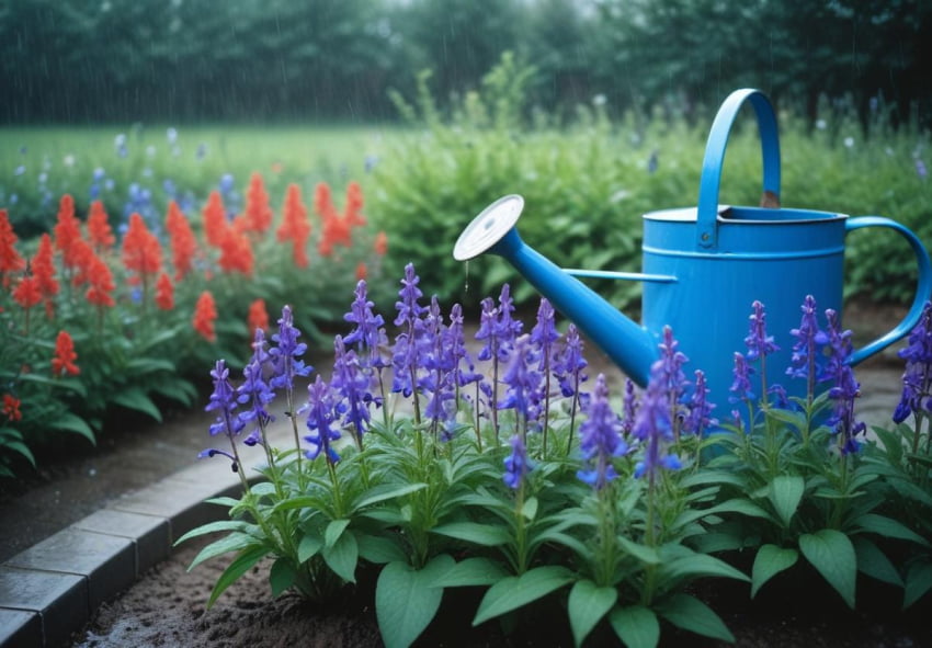 watering salvia