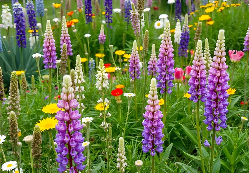 Σχεδιασμός κήπου με Lupinus