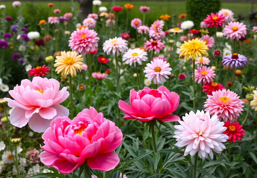 peonies in garden design