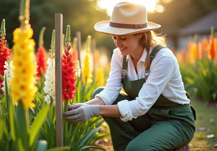 Ondersteuning voor grote bloeiende gladiolenaren